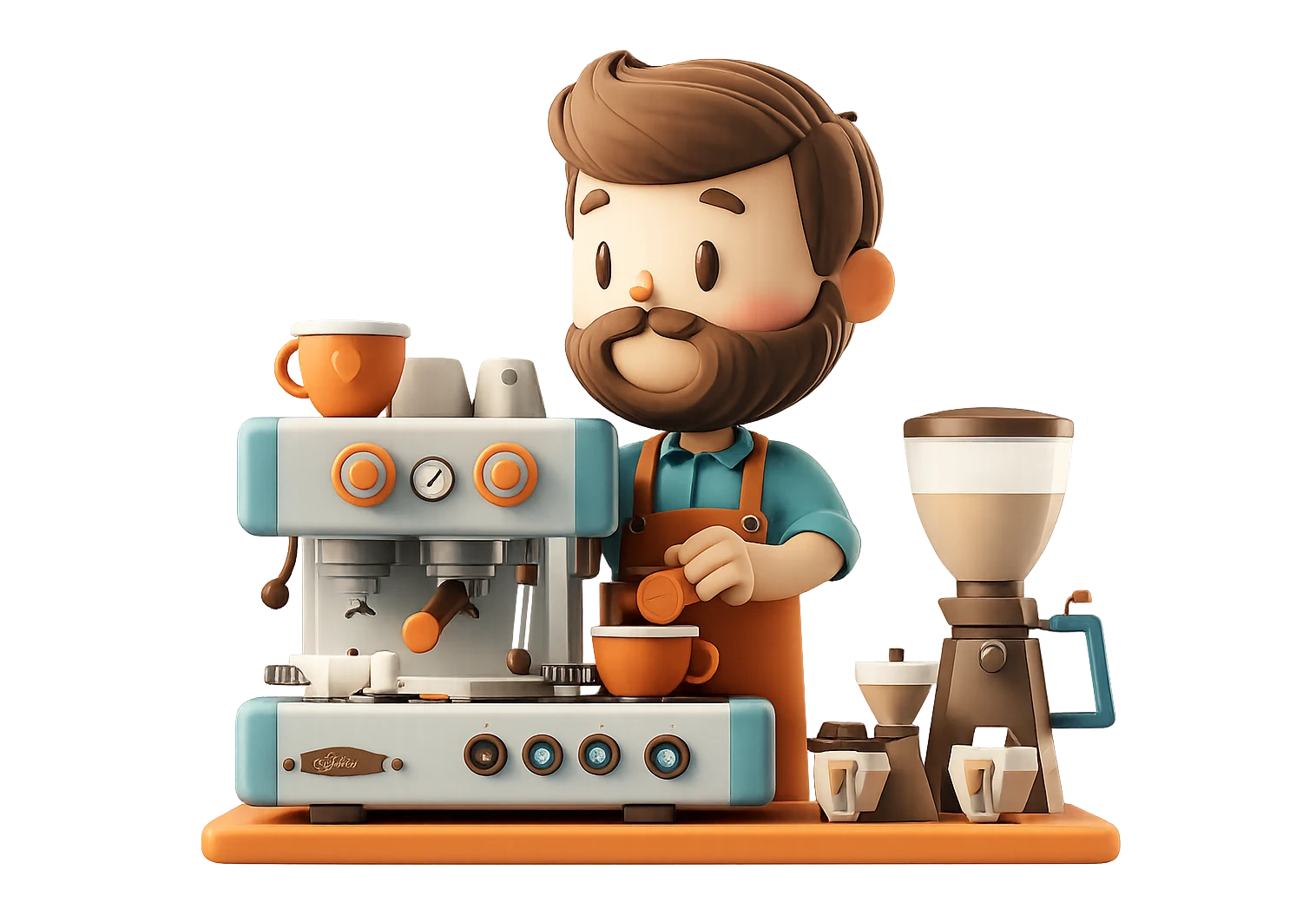 Barista profesional preparando café en una estación de café para eventos en Bogotá