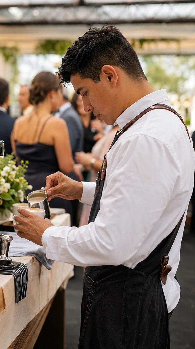 Barista profesional preparando café de especialidad en un evento en Bogotá